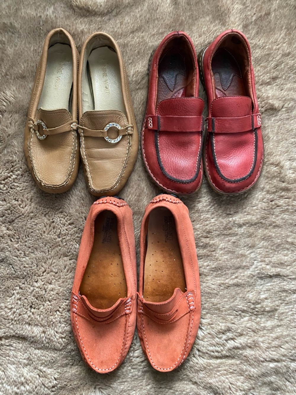 Born Women's Tan, Red, and Coral Flats & Loafers Trio
